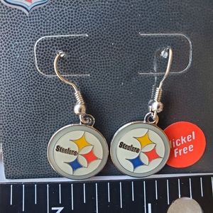 Pittsburgh Steelers round Shape Fish Hook Earrings, Gift for Her Mom NEW NFL
